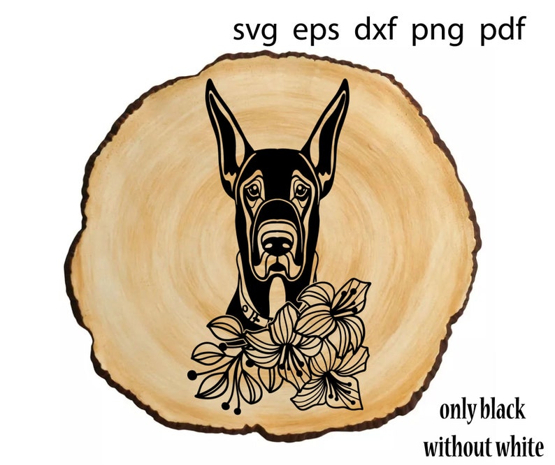 Download Great Dane Head Svg Floral Dog Cropped Ears Lover Owner Mom Etsy