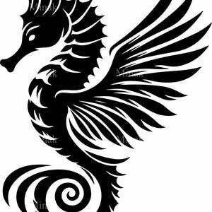 6 SVG Fantasy Seahorse SVG Cut File | Mystical Winged Sea Creature Clipart for Cricut & Ocean-Themed Craft Projects