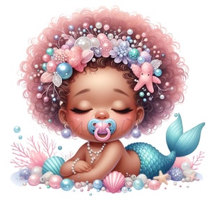 Pacifier Clipart, Clipart nouveau-né, Clipart sirène, 10 PNG aquarelle conte de fées, décor de chambre d’enfant, fête imprimable, fabrication de cartes couleurs pastel