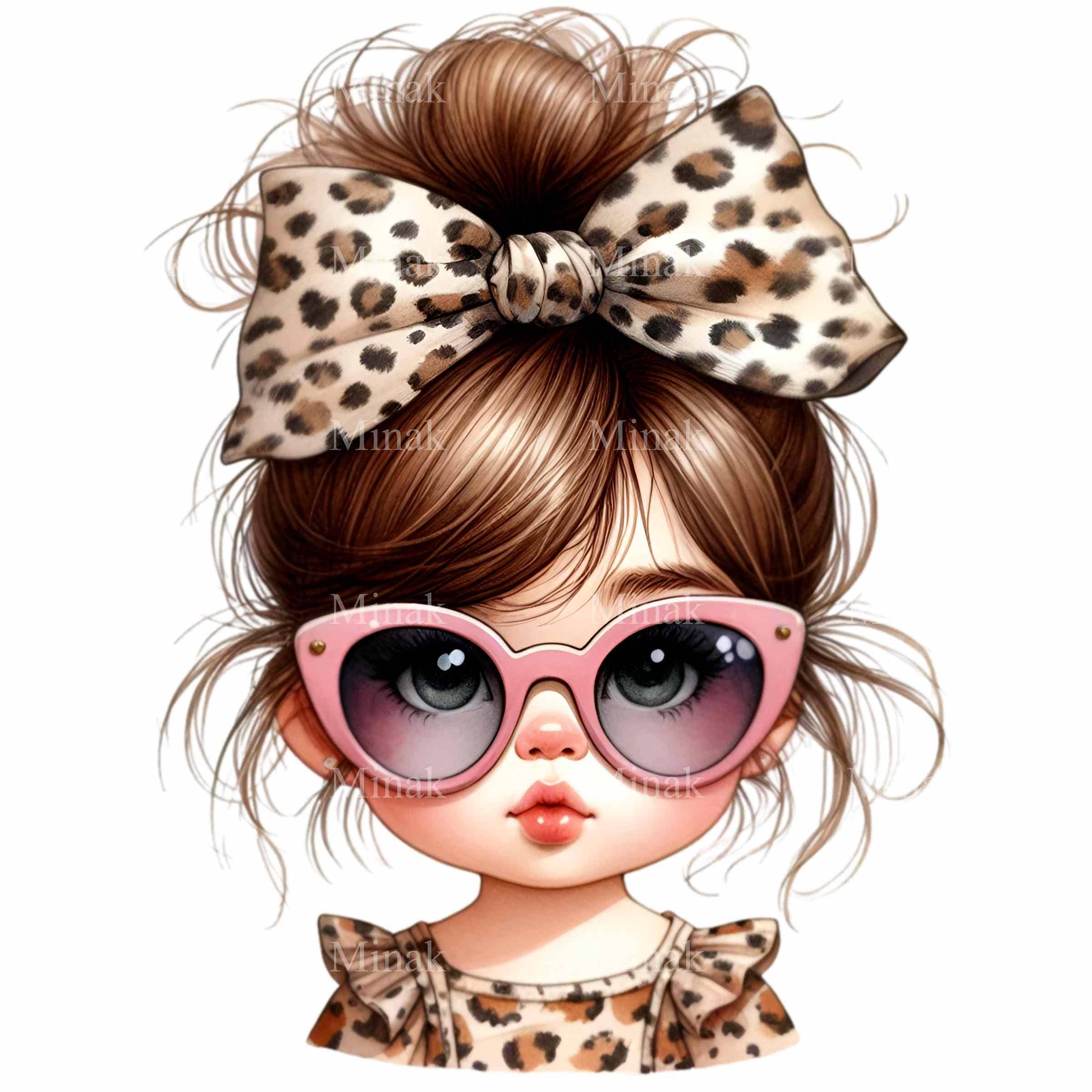 12 Trendy Girl PNG Clipart - Stylish Brunette With Leopard Bow ...