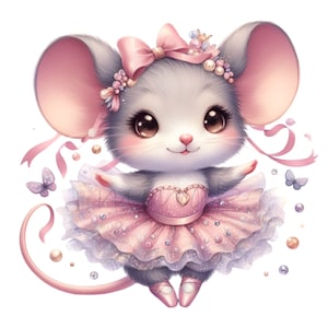 Ballerina Clipart, Mouse Clipart, 10 PNG San Valentín Clip Art, Descargas digitales imprimibles, Fabricación de tarjetas, Regalo de sublimación, Diario basura