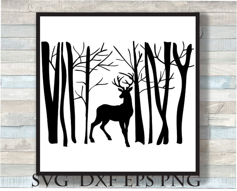 Download Winter svg deer forest silhouette cricut cut file dxf png | Etsy