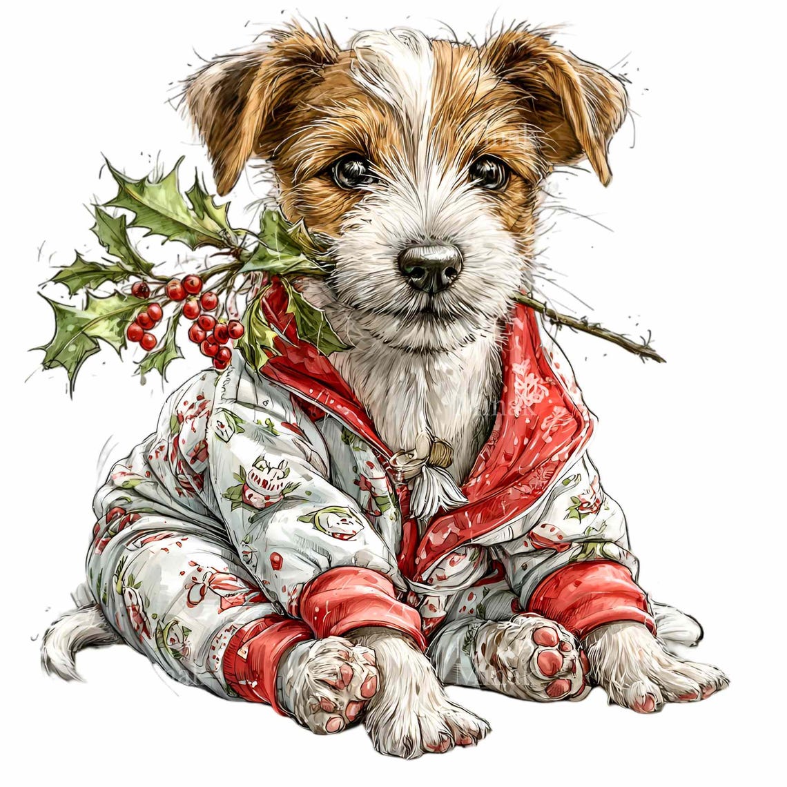 15 PNG Festive Puppy Clipart – Funny Dog Christmas PNG Illustration ...