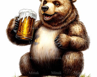12 ビールを飲むクマのPNG画像 – 面白い飲酒クマのクリップアート