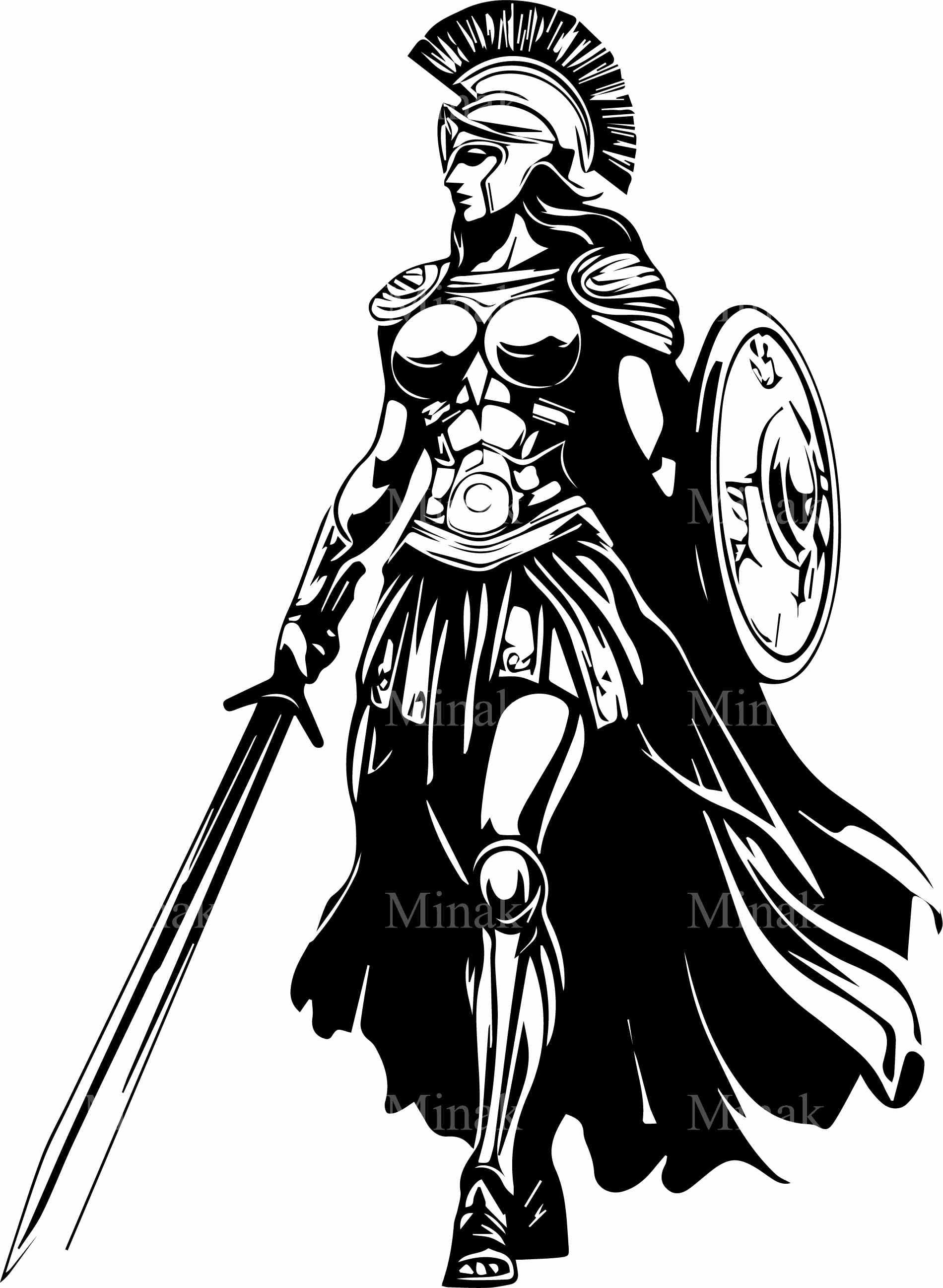 Female Spartan Warrior Drawing