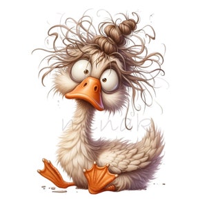 Clipart di anatra, Clipart di uccelli divertenti, 12 PNG Simpatico anatroccolo Fumetti Crazy Nursery Sublimazione, Creazione di carte, Baby Shower, Carta regalo