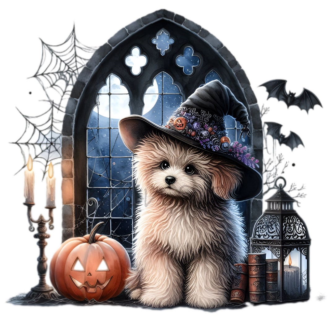 9 PNG Witch Dog Halloween Puppy Clipart, Gothic Pumpkin - Etsy