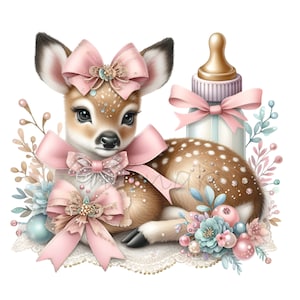 Clipart de biberón, Clip Art de ciervo, 10 PNG Baby Shower recién nacido, Día de la Madre, Descarga digital, Fabricación de tarjetas, Sublimación, Regalo, Diario basura