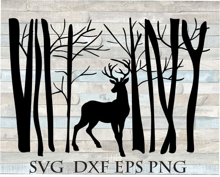 Download Winter Svg Deer Forest Silhouette Cricut Cut File Dxf Png Etsy