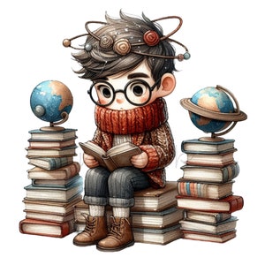 15 PNG Clipart di un ragazzo topo di biblioteca – Illustrazione PNG carina – Arte per bambini del pianeta Study per decorazioni di ritorno a scuola, regali per insegnanti, lavoretti didattici