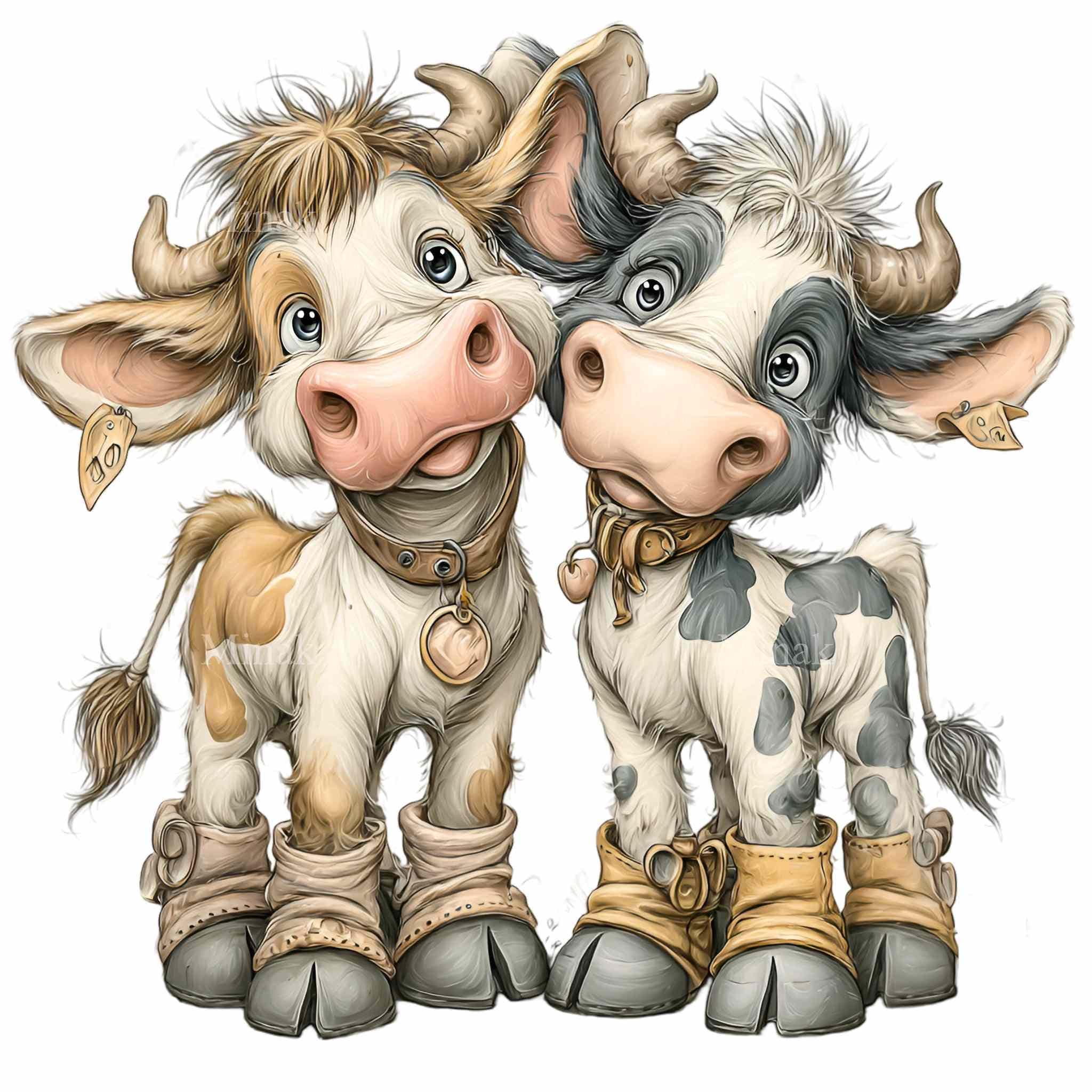 15 PNG Cute Cow Friends Clipart – Farm Animal PNG for Sublimation ...
