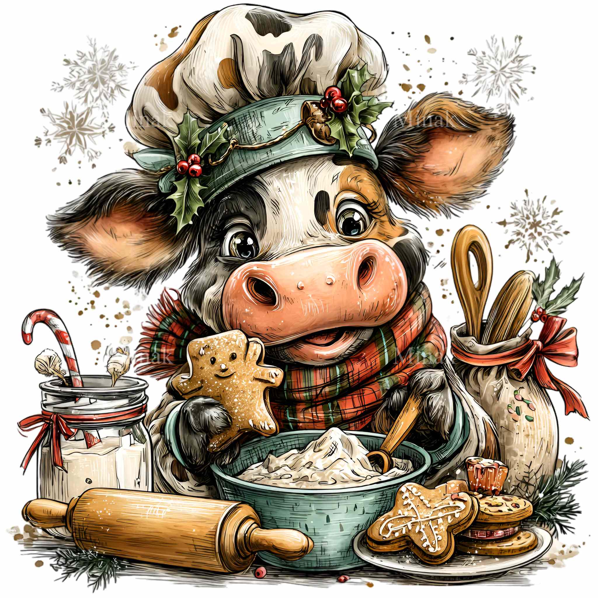 10 PNG Christmas Baking Cow Gingerbread Kitchen Calf Clipart - Etsy