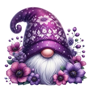 Purple gnome clipart, gnome clipart, gnome png, sublimation design, gnome images