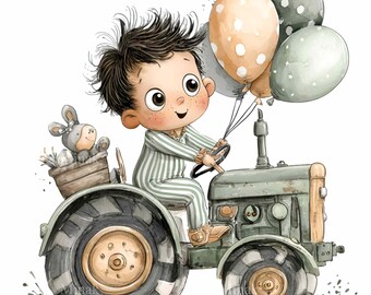 20 imágenes prediseñadas PNG de tractores para niños, vehículos agrícolas