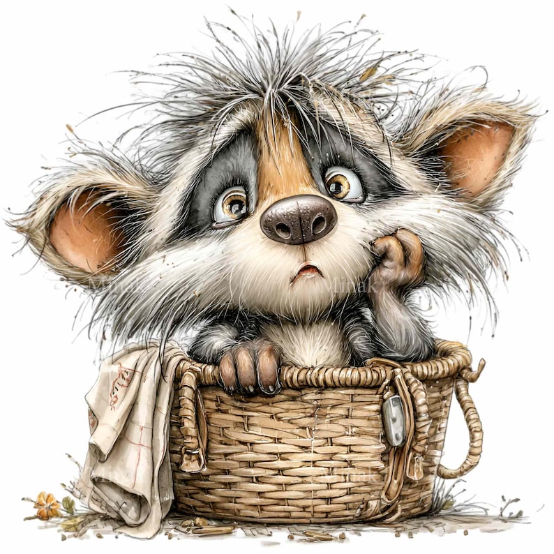 Rattan Racoon 15 PNG Woodland Raccoon Clipart – Nursery Animal Illustration for Baby ...