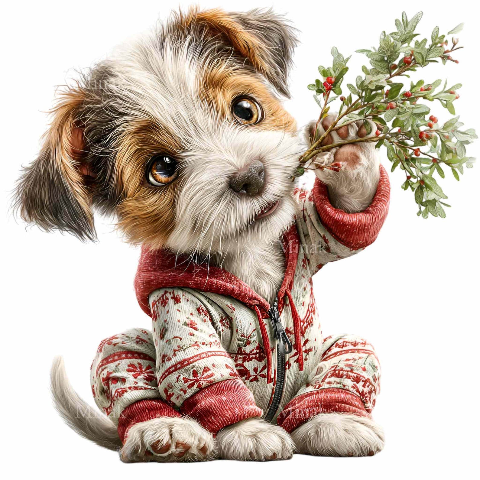 15 PNG Festive Puppy Clipart – Funny Dog Christmas PNG Illustration ...