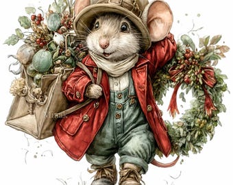 15 png kerstmuis clipart, vakantie bos dierensublimatie