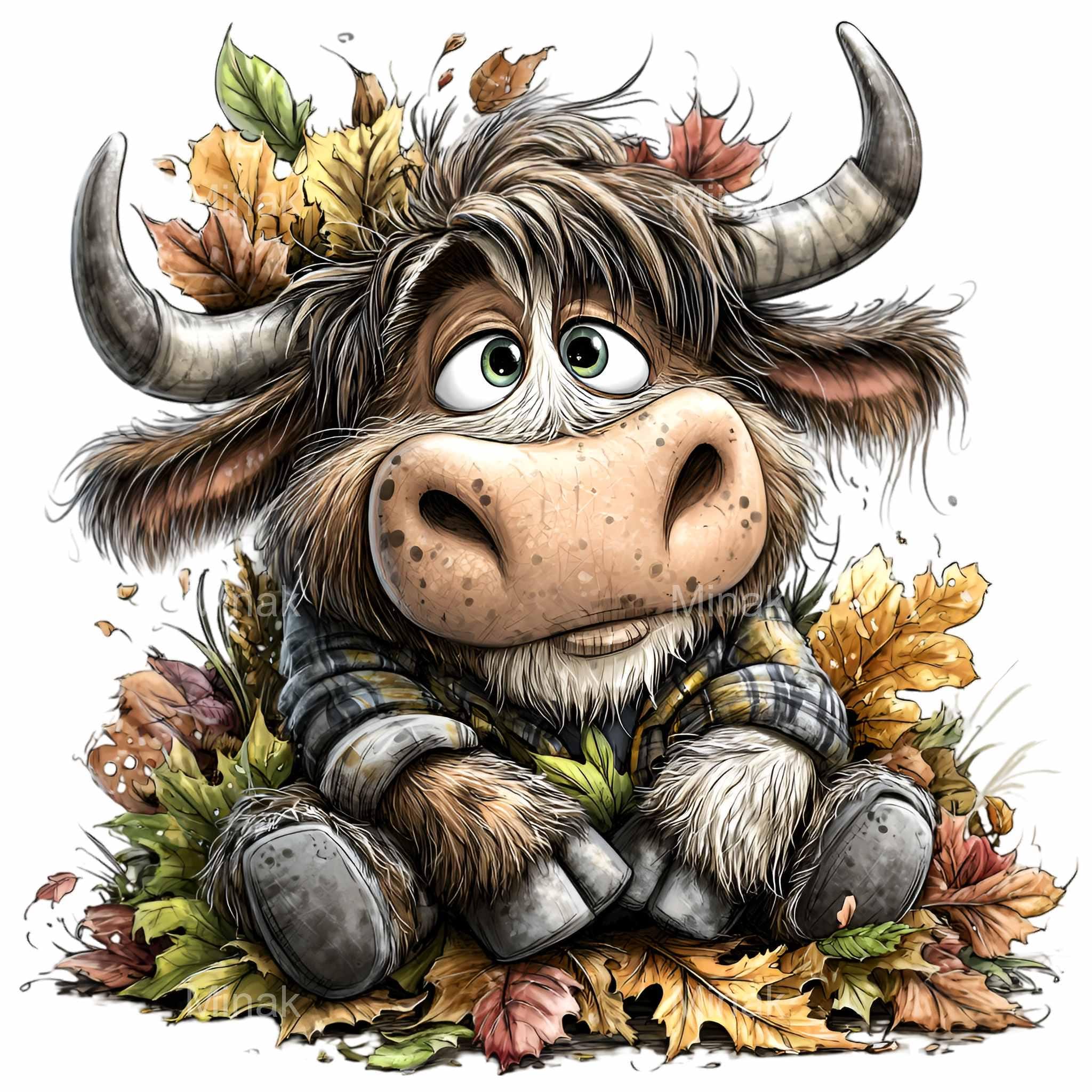 15 PNG Autumn Cow Clipart - Fall Highland Cow PNG Digital Download for ...