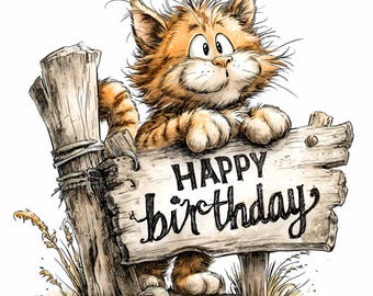 12 PNG Funny Kitten Birthday – Orange Cat Clipart