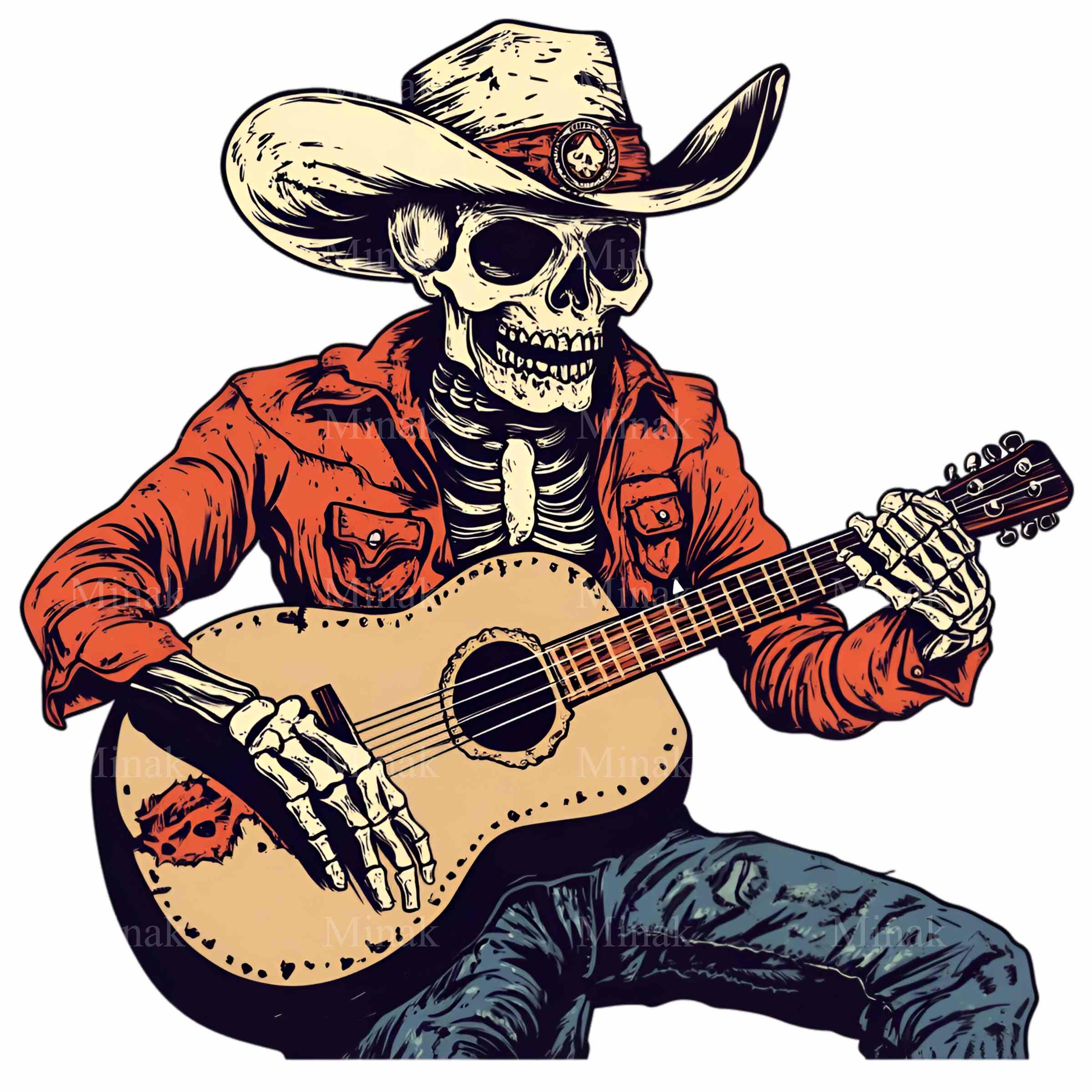 12 カウボーイ スケルトン PNG クリップアート – ウエスタン ギター プレーヤー、素朴な帽子、バンダナ、不気味なカントリー ミュージック –  デジタル ダウンロード - Etsy 日本, image size:2400x2400