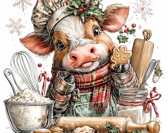 10 PNG Christmas Baking Cow Gingerbread Kitchen Calf Clipart