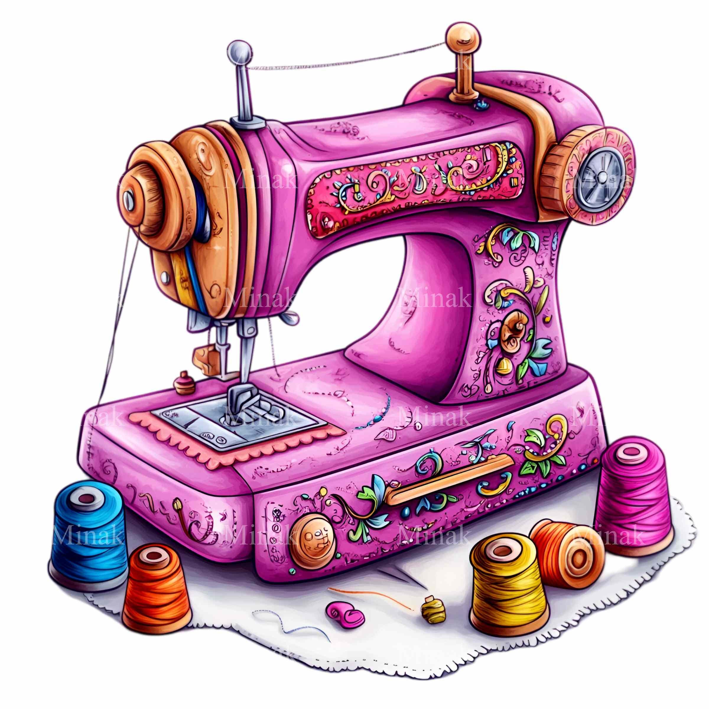 12 PNG Pink Sewing Machine Retro Sublimation Clipart - Etsy