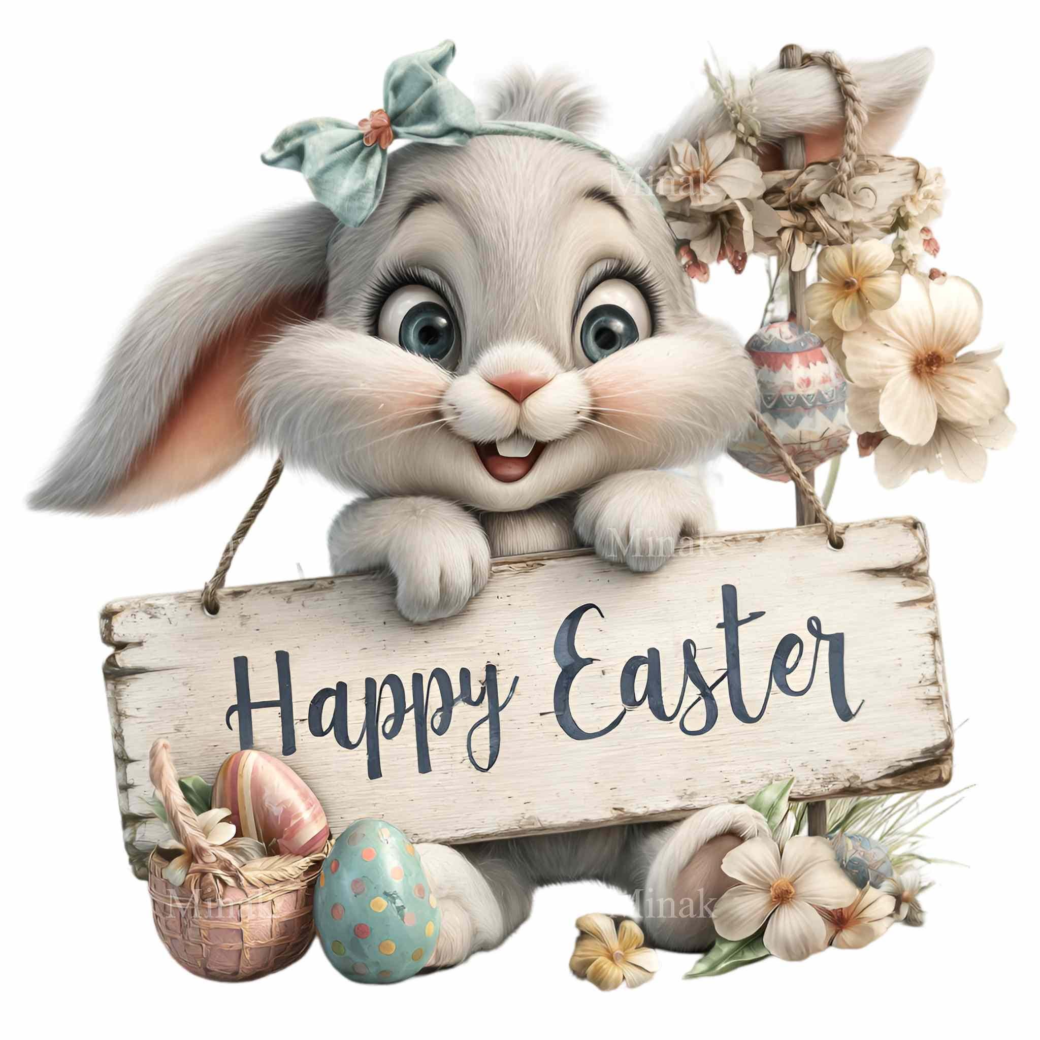 16 PNG Easter Rabbit Clipart, Happy Holiday Bunny Illustration, Spring ...