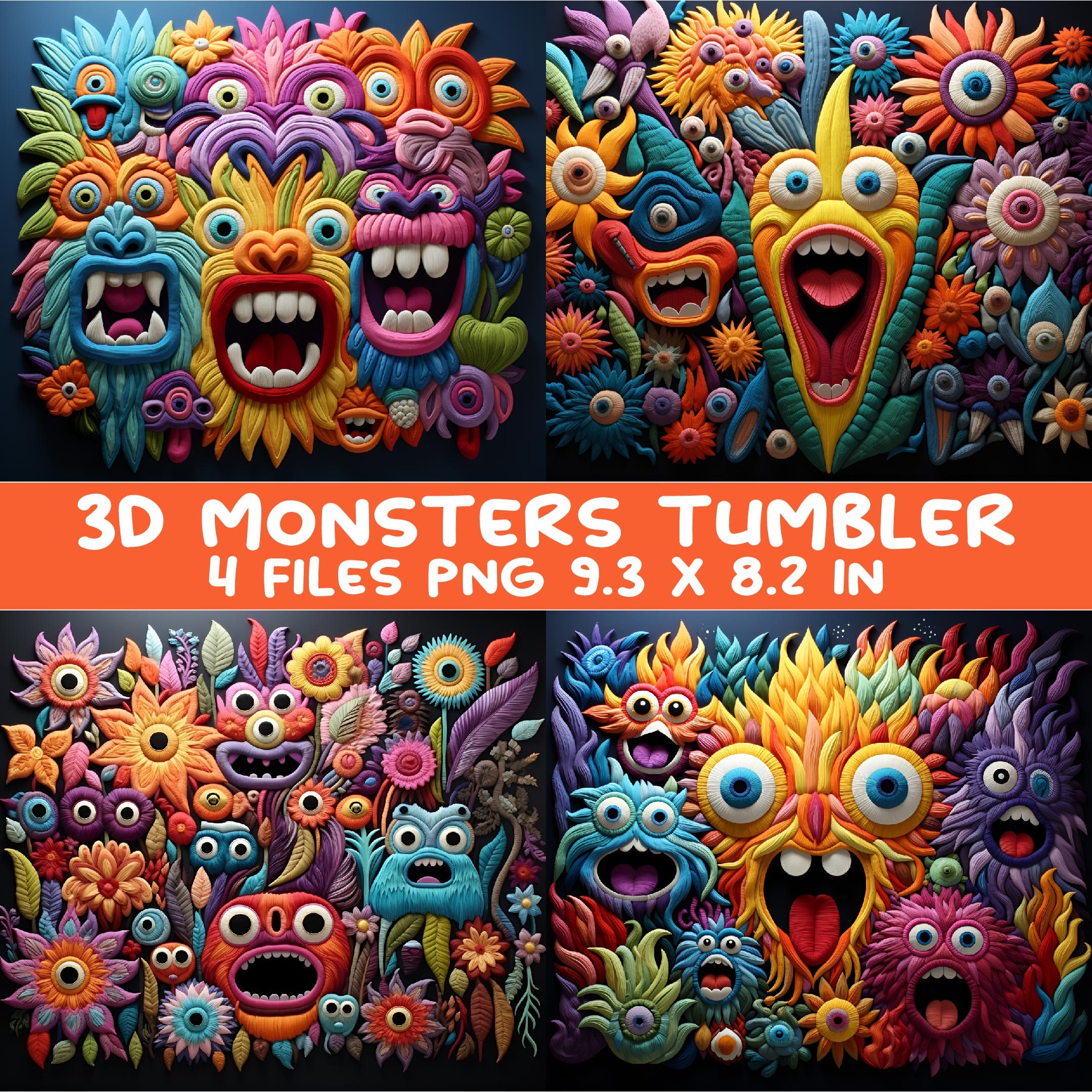3D One Eyed Monster Tumbler Wrap - Sublimation Transfer