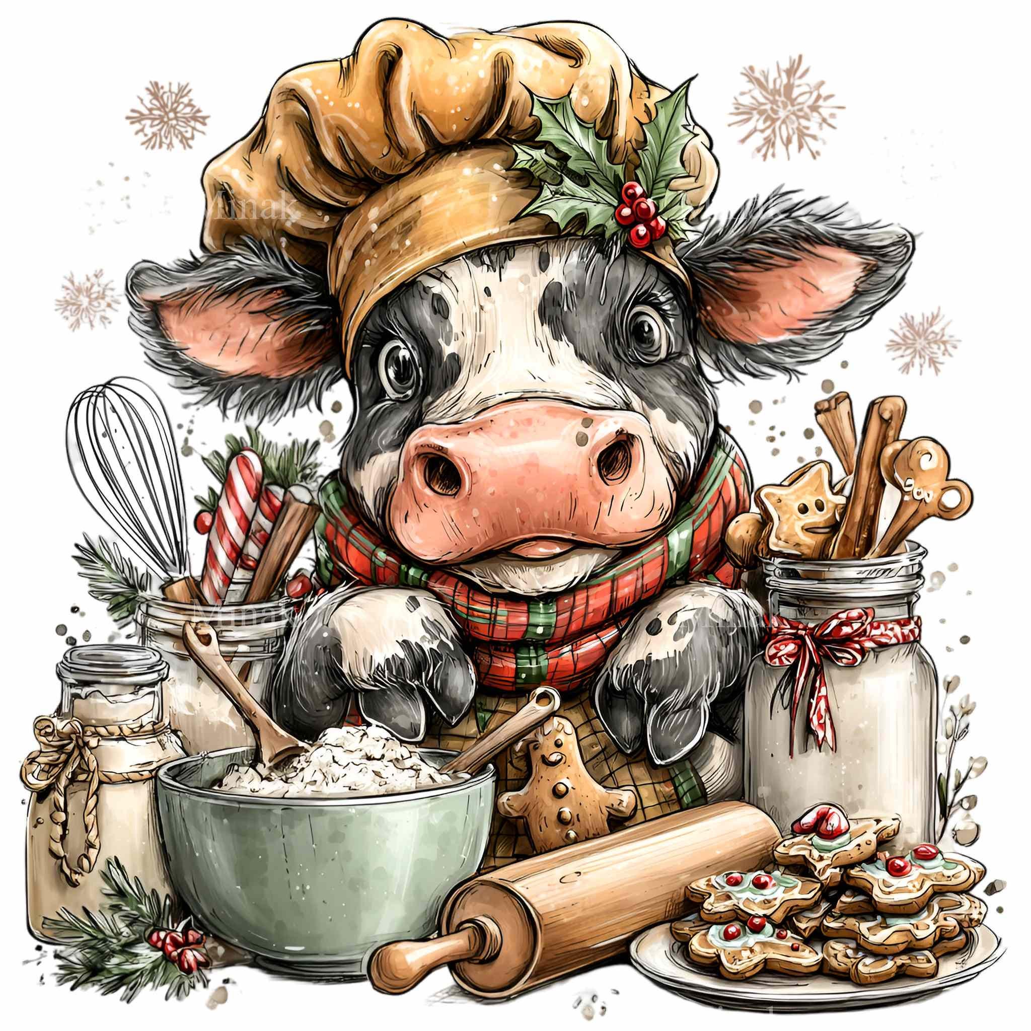 10 PNG Christmas Baking Cow Gingerbread Kitchen Calf Clipart - Etsy