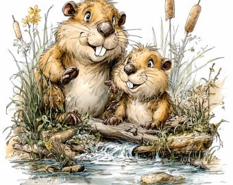 15 imágenes PNG de arroyo de marmotas, imágenes prediseñadas de río de marmotas para sublimación de agua