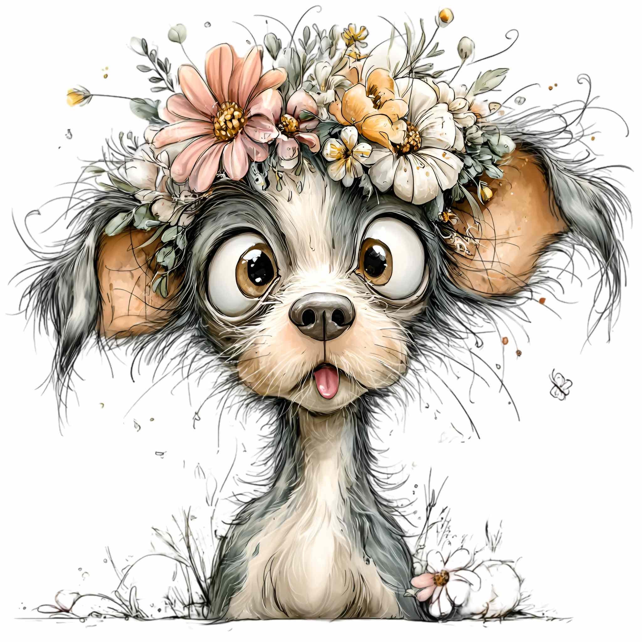 15 PNG Yorkie Floral Puppy Sublimation, Terrier Dog Flower Crown - Etsy