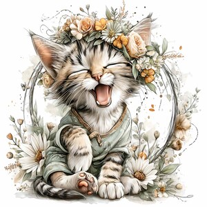 15 PNG Floral Kitten Clipart – Cute Cat PNG – Whimsical Pet ...