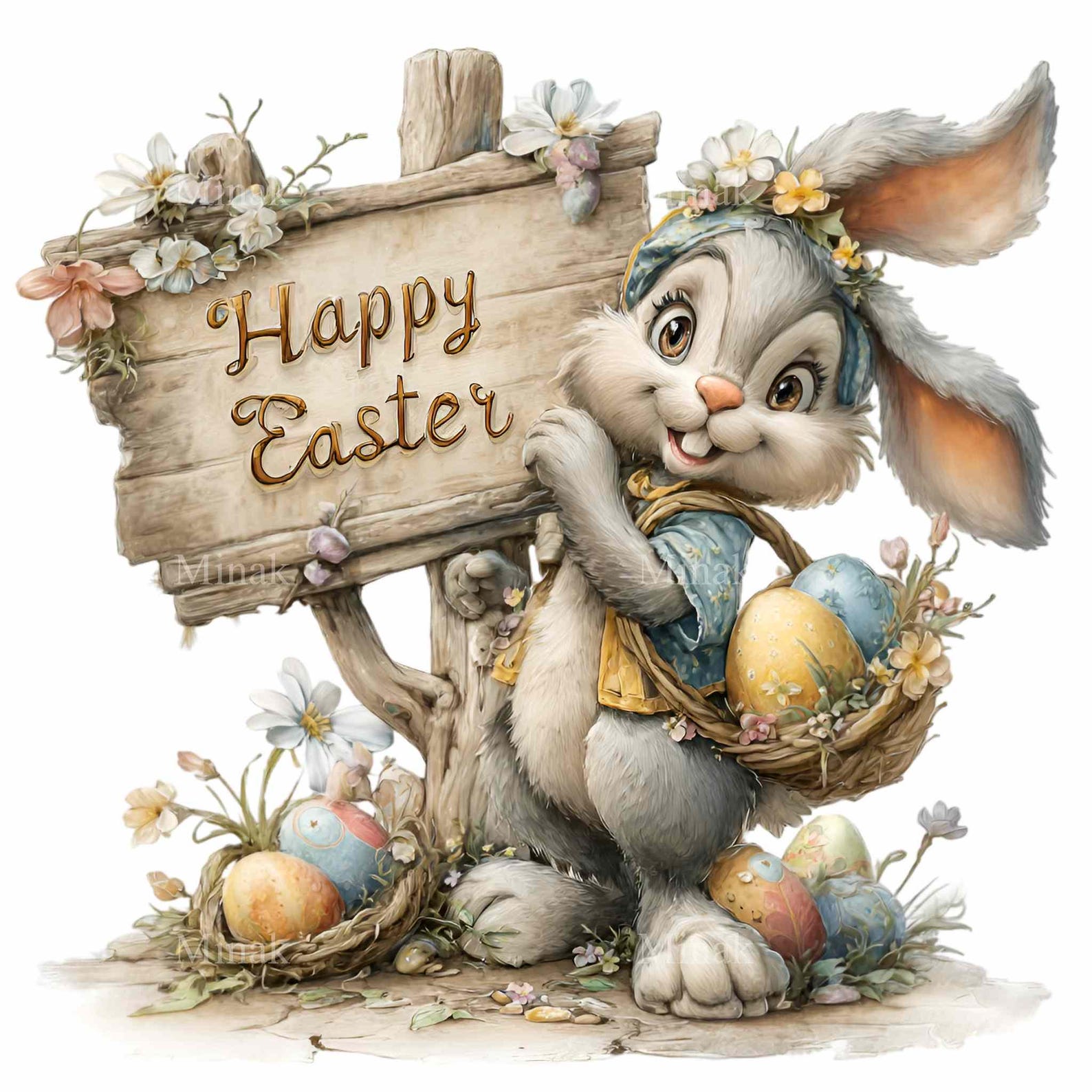 16 PNG Easter Rabbit Clipart, Happy Holiday Bunny Illustration, Spring ...
