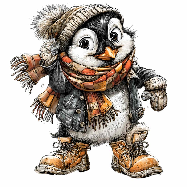 15 PNG Penguin Winter PNG – Cute Penguin Clipart With Scarf and Boots ...