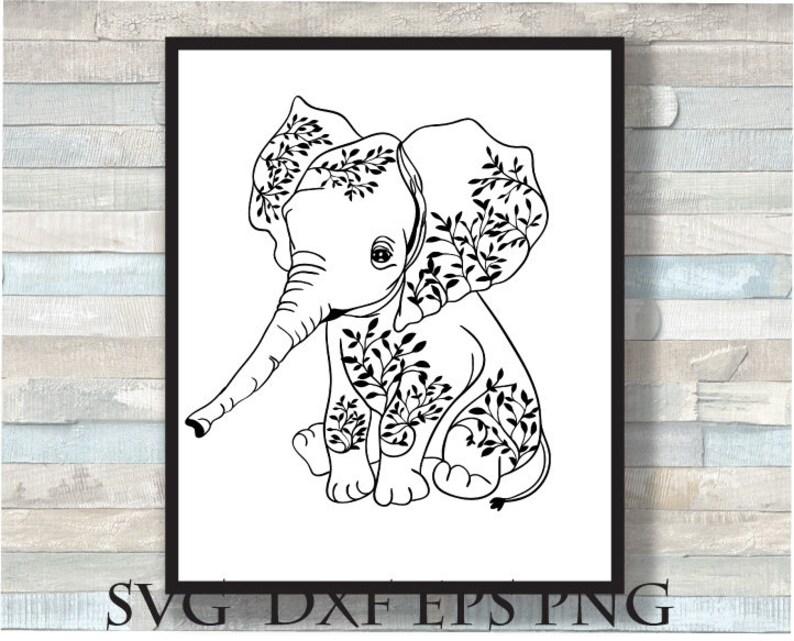 Download Elephant baby shirt svg floral elephant svg line art ...