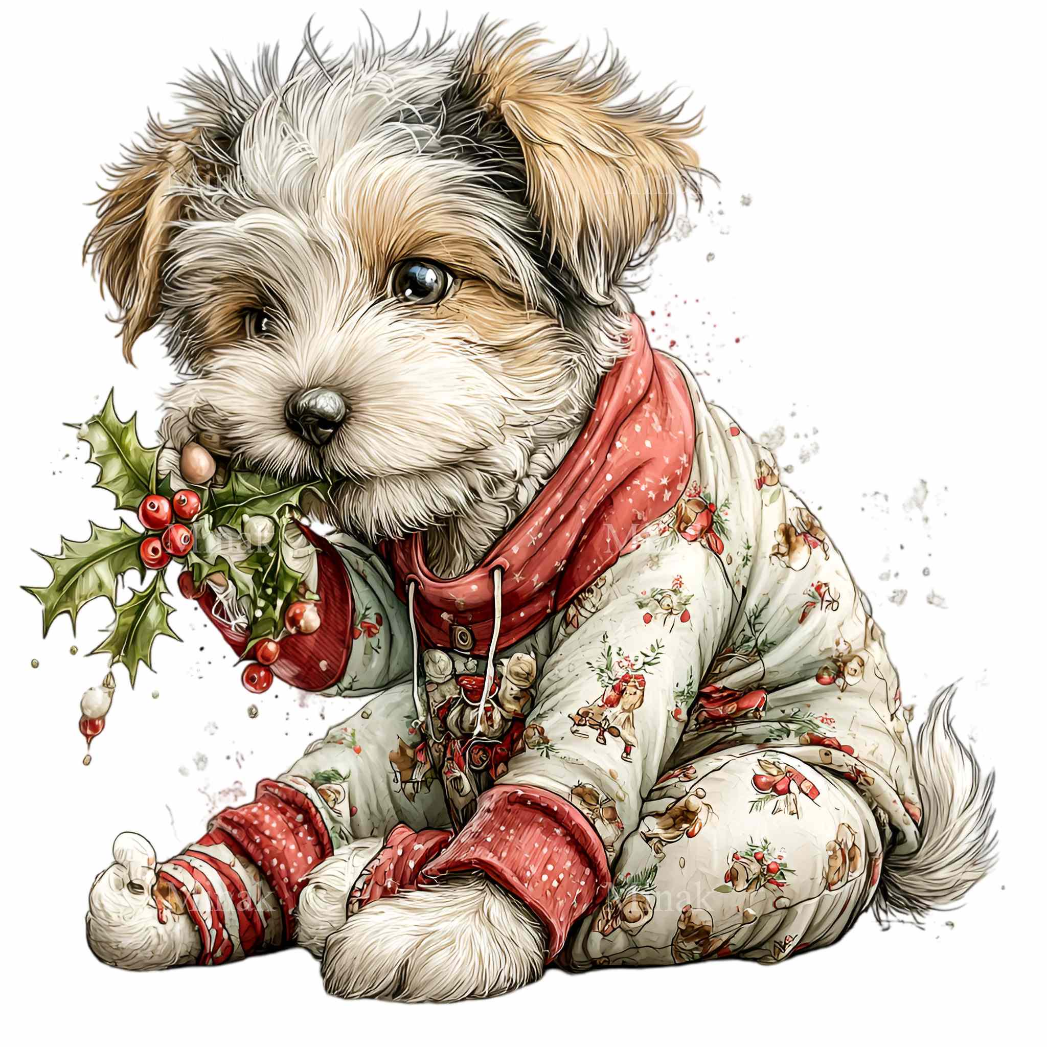 15 PNG Festive Puppy Clipart – Funny Dog Christmas PNG Illustration ...