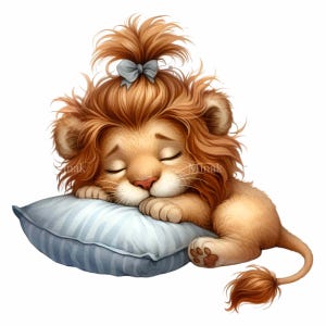 10 PNG lion endormi clipart - fichier PNG mignon bébé lion - art animalier de chambre d'enfant dans la jungle pour décoration de chambre d'enfant, baby shower et travaux manuels
