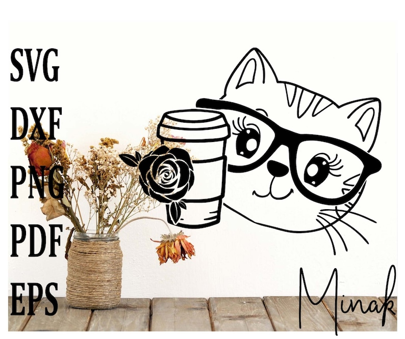 Download Cat coffee svg cat glasses mother peeking kitten face svg ...