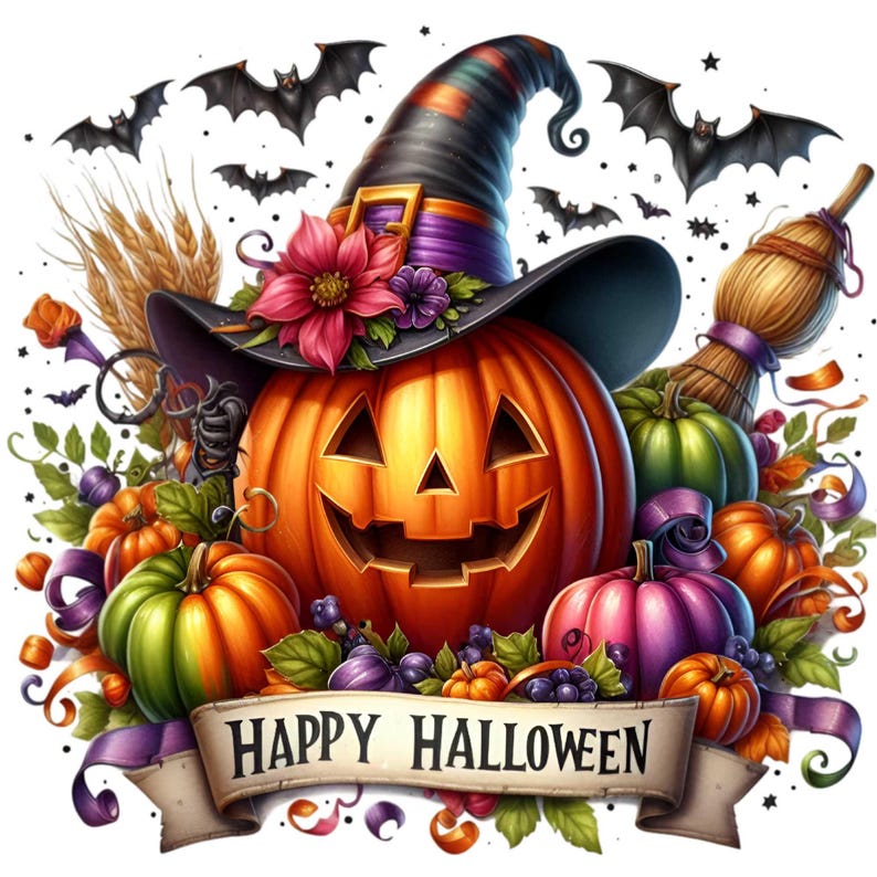 Happy Halloween Pumpkin Clipart PNG 15 Festive Jacko'lantern With