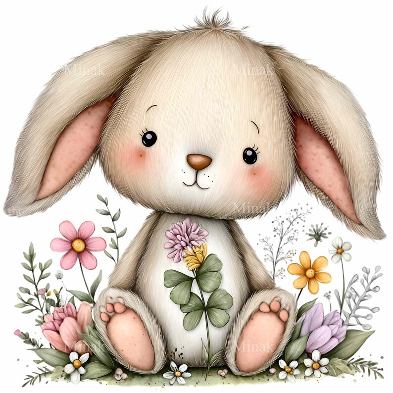 15 PNG Spring Bunny PNG – Cute Rabbit Clipart With Flowers, Pastel ...