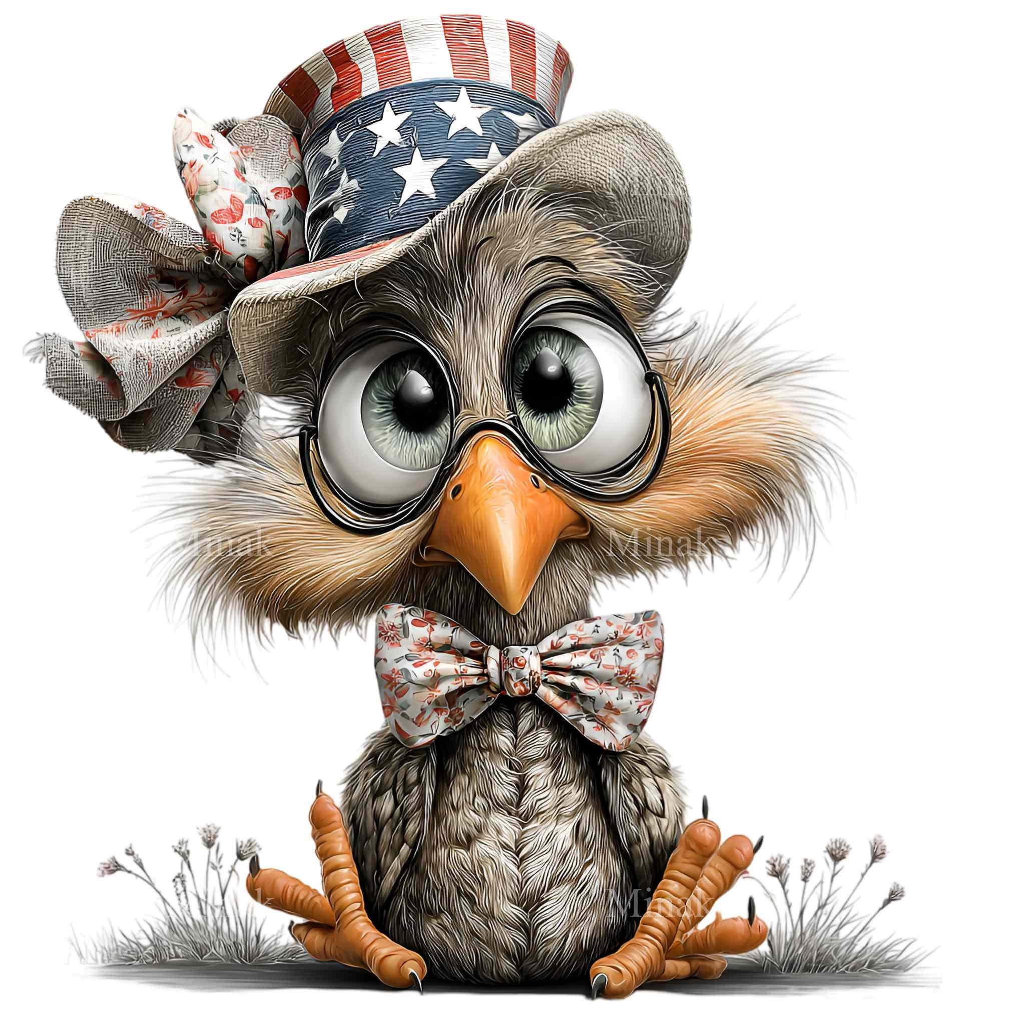 15 PNG Owl Clipart Vintage Illustration &ndash; Whimsical Patriotic Animal for Nursery Kids Room Pri