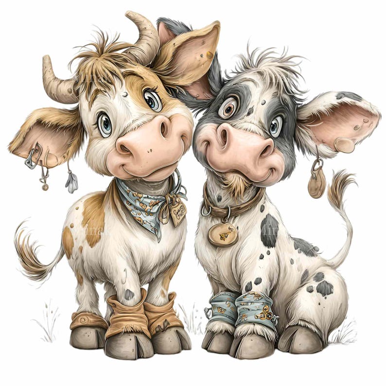 15 PNG Cute Cow Friends Clipart – Farm Animal PNG for Sublimation ...