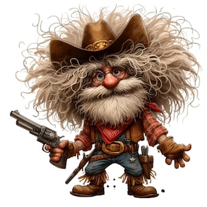 Lustige Cowboy Old Man 14 PNG Comics Western Senior älteren Opa Illustration Clipart, Sublimation druckbare digitale Downloads