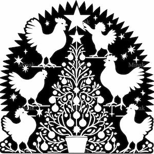 7 SVG Weihnachten Huhn SVG - Bauernhof Tier Baum Schnittdatei - Lustige Urlaub Clipart für Land Dekor und Cricut Handwerk Projekte