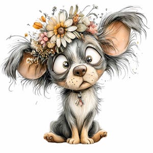 15 PNG Floral Puppy Clipart – Cute Dog PNG – Cartoon Pet Illustration ...