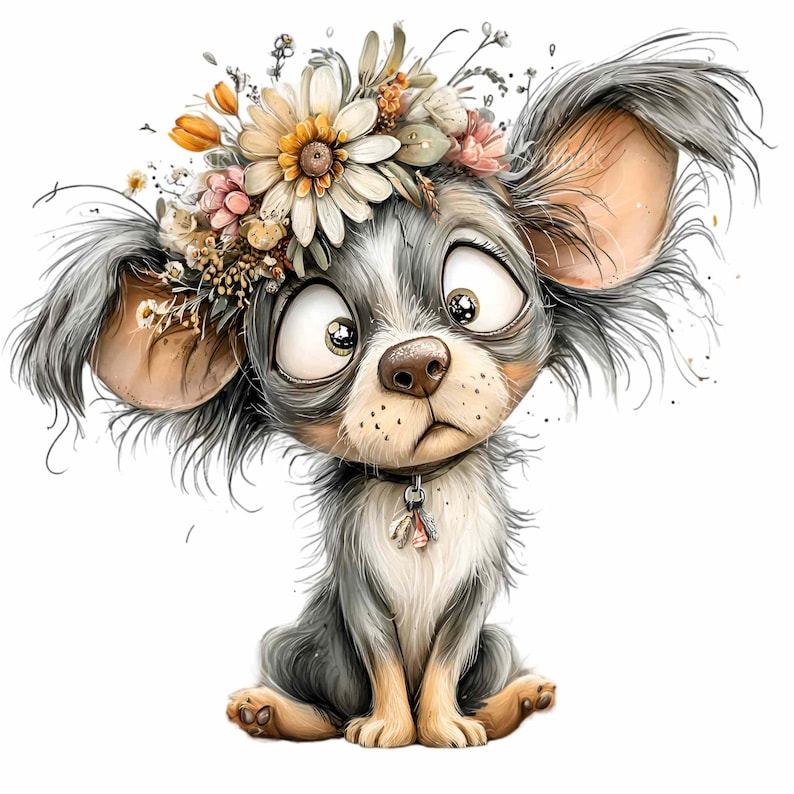 15 PNG Yorkie Floral Puppy Sublimation, Terrier Dog Flower Crown - Etsy
