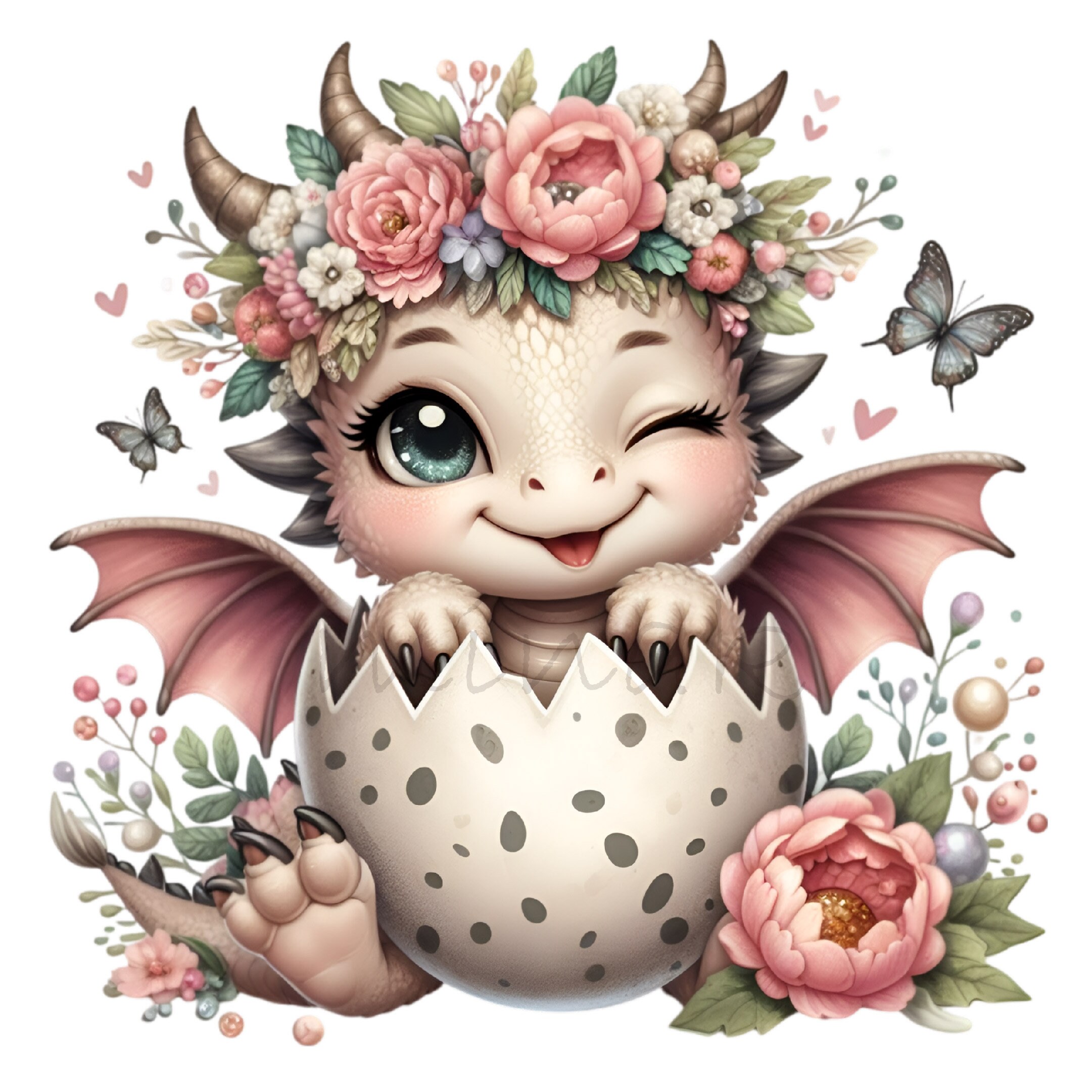 10 PNG Cute Baby Dragon Clipart – Fantasy Dragon PNG – Floral Nursery ...