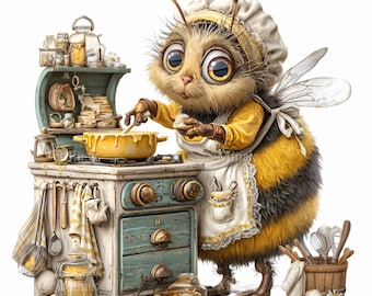 16 PNG Bumblebee Baker Clipart, Honig Biene Koch Küche Herd