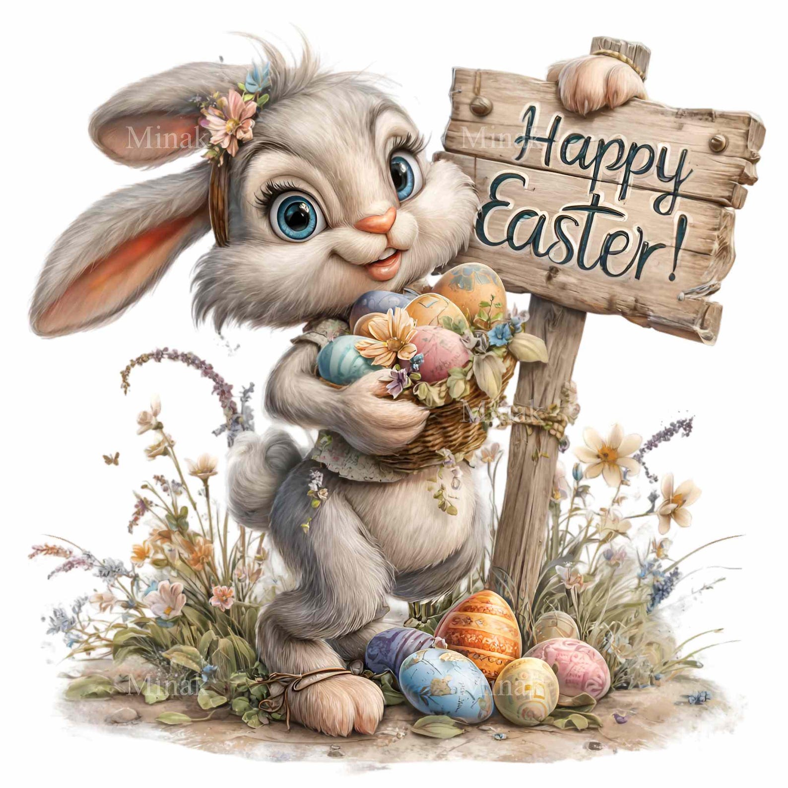 16 PNG Easter Rabbit Clipart, Happy Holiday Bunny Illustration, Spring ...