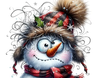 12 PNG Plaid Hat Snowman Clipart – Funny Winter